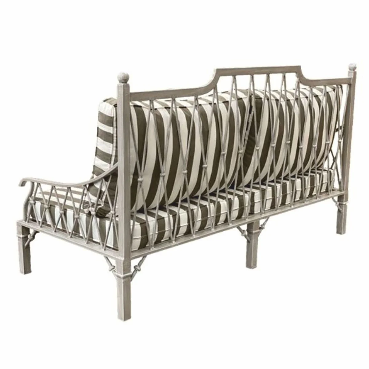 Casa Padrino Sof¨¢ Art Nouveau de Lujo Gris / Blanco 190 cm - Sof¨¢ para Hotel y Jard¨ªn