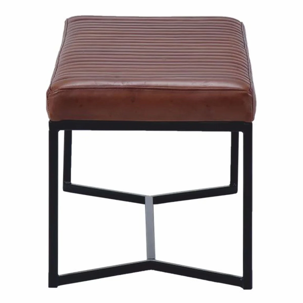 Casa Padrino banco de lujo de cuero genuino marr¨®n / negro 130 cm - Muebles de cuero genuino