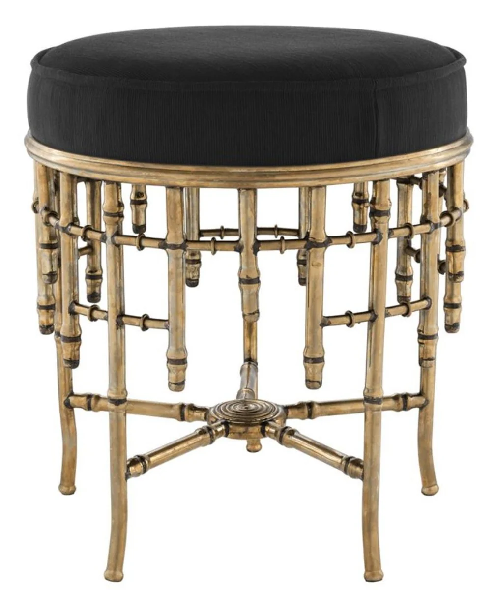 Casa Padrino taburete de dise?o vintage lat¨®n / negro 45,5 x H. 50 cm - muebles de lujo