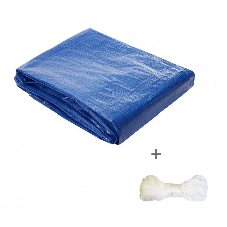 Toldo lona impermeable REFUGIO RAFIA 2,5 X 3,6 con cuerda nylon de 20 m - azul