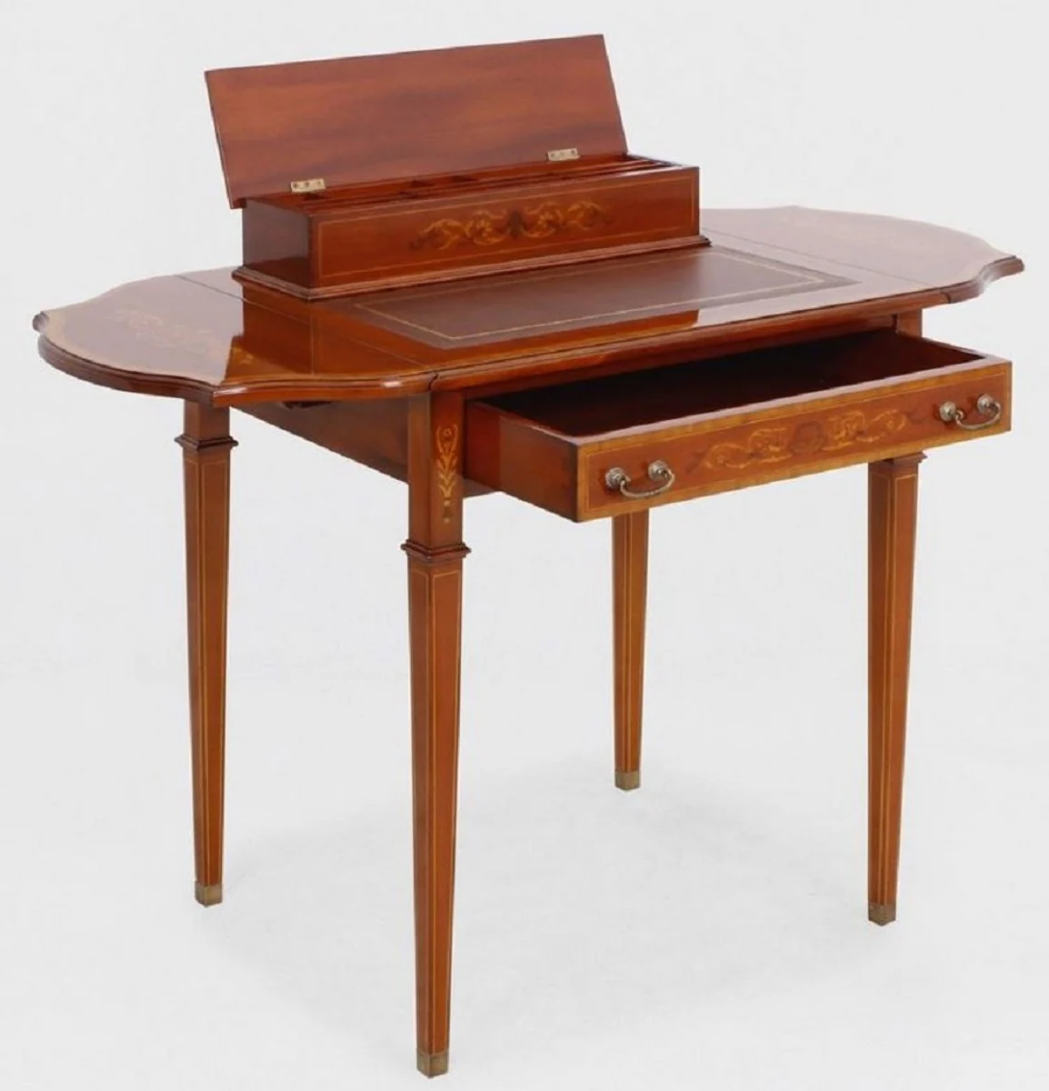 Casa Padrino secreter Art Nouveau de lujo marr¨®n - Escritorio de madera maciza hecho a mano - Mobiliario de Oficina Barroco y Art Nouveau