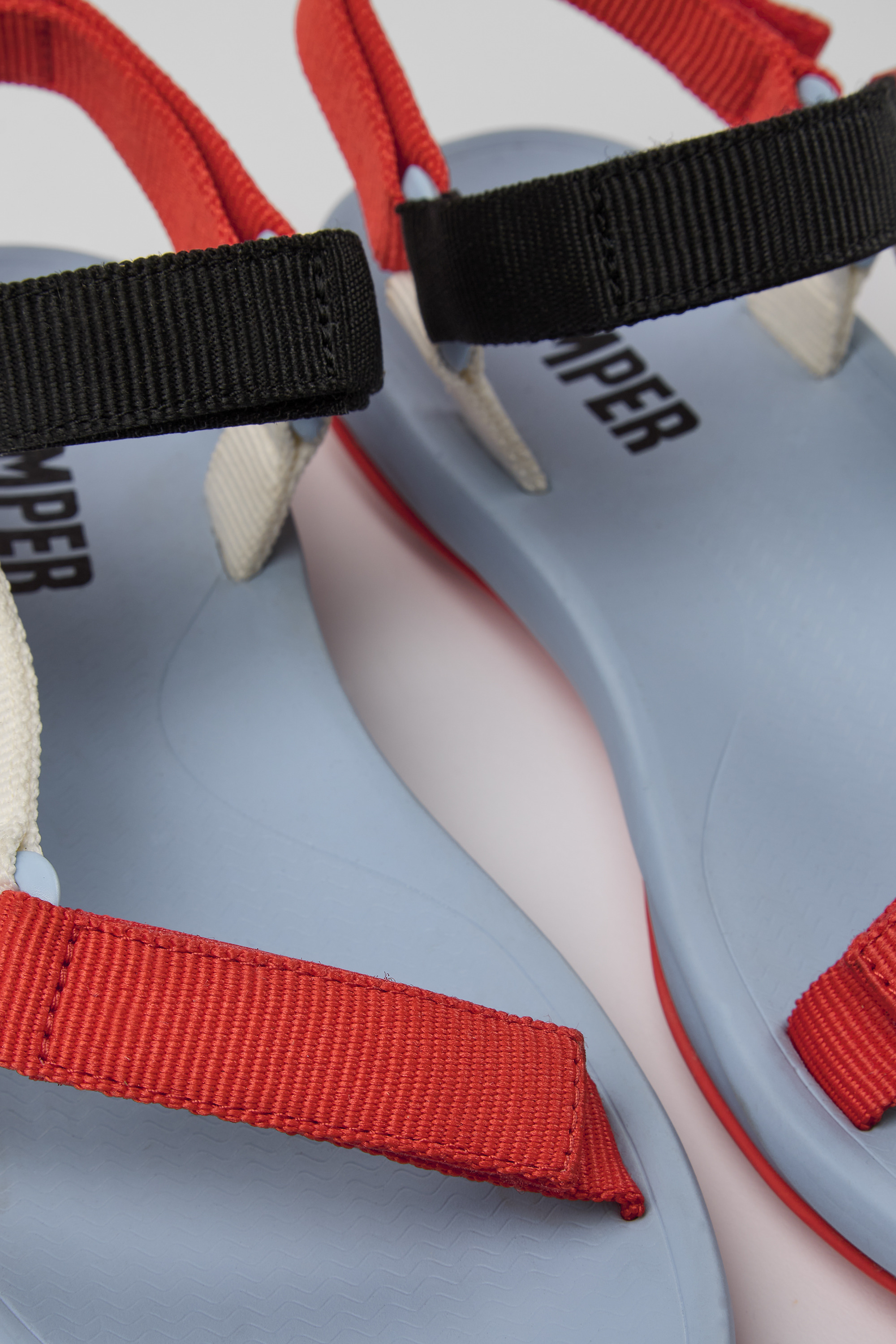 Match - Red, white, and black sandals for women