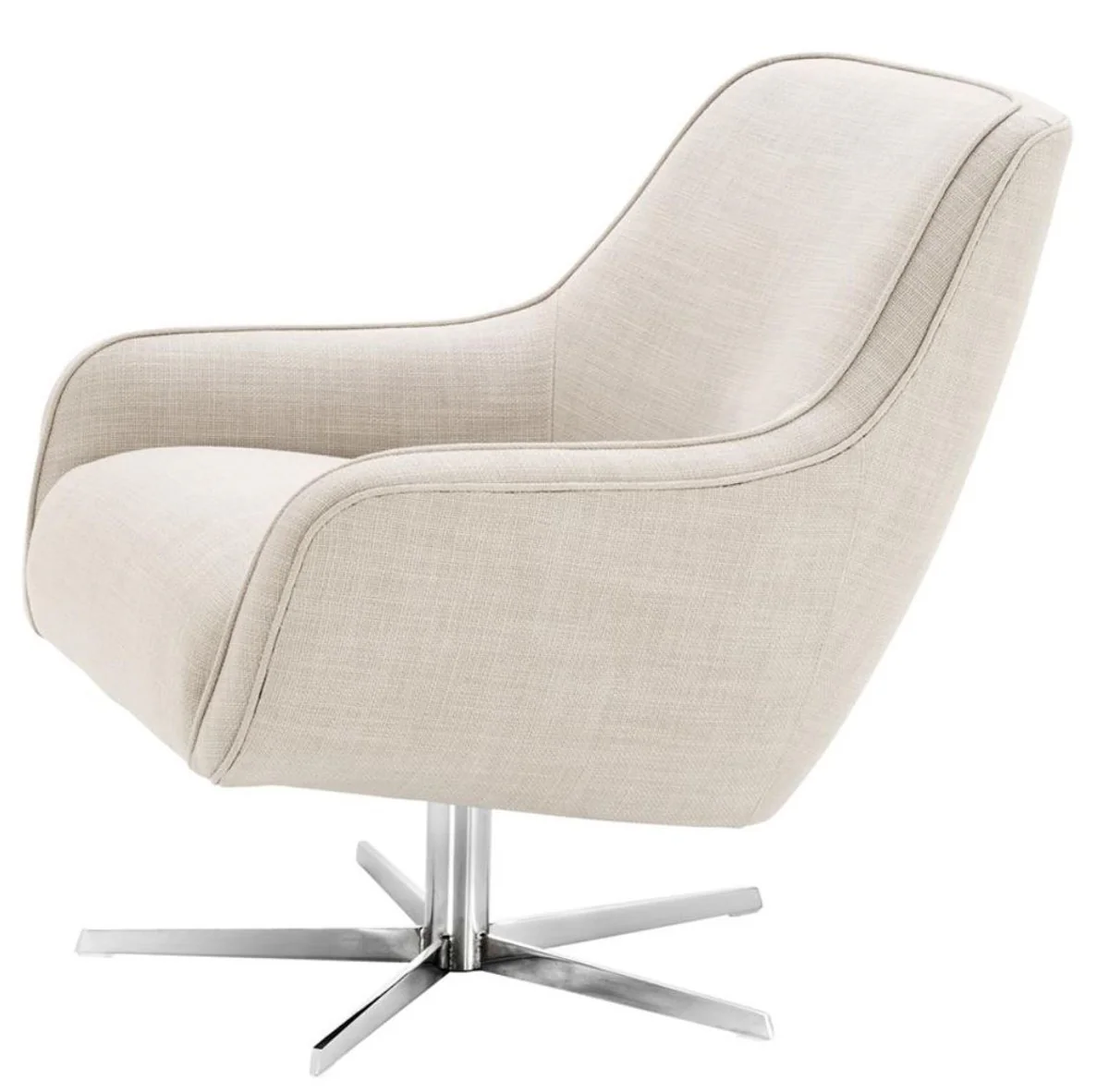 Casa Padrino sillón giratorio colores naturales / plateado 76 x 80 x H. 82 cm - Muebles de Lujo