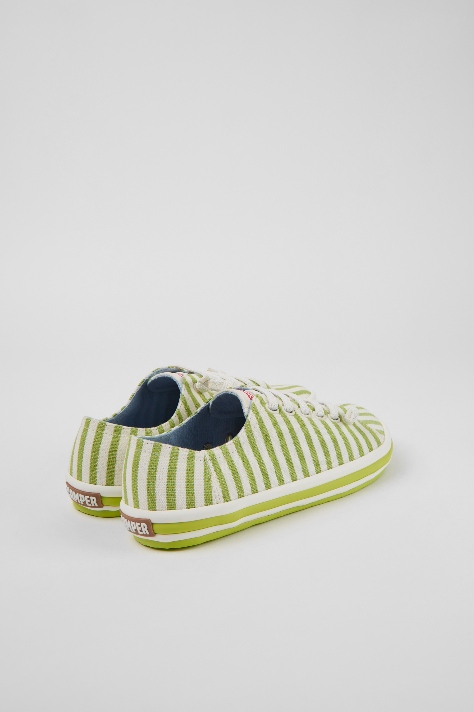Peu Rambla - Green and white textile sneakers for women