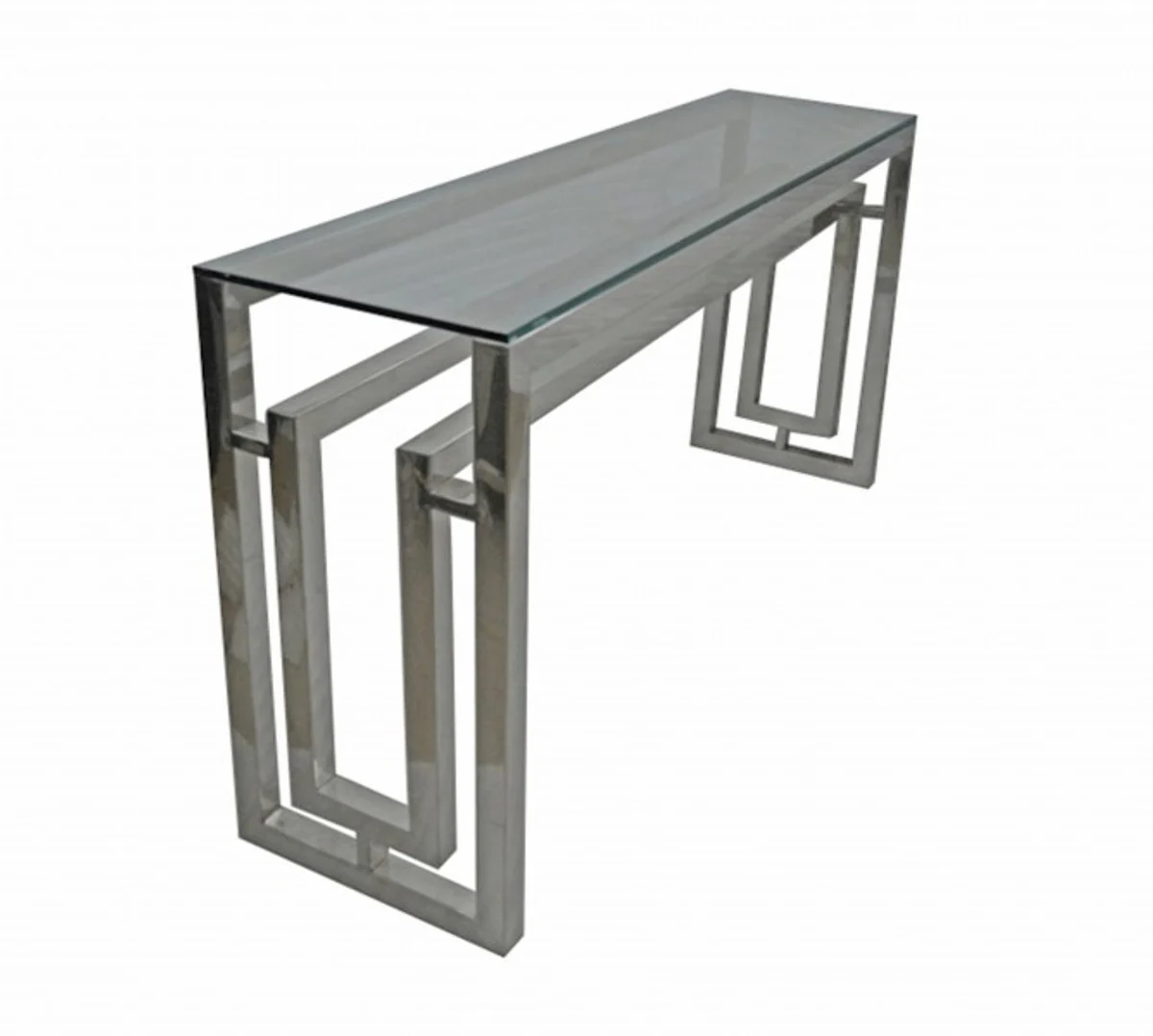 Casa Padrino luxury Console Nickel Finish / Black Glass 150 cm - Hotel Art Deco Furniture