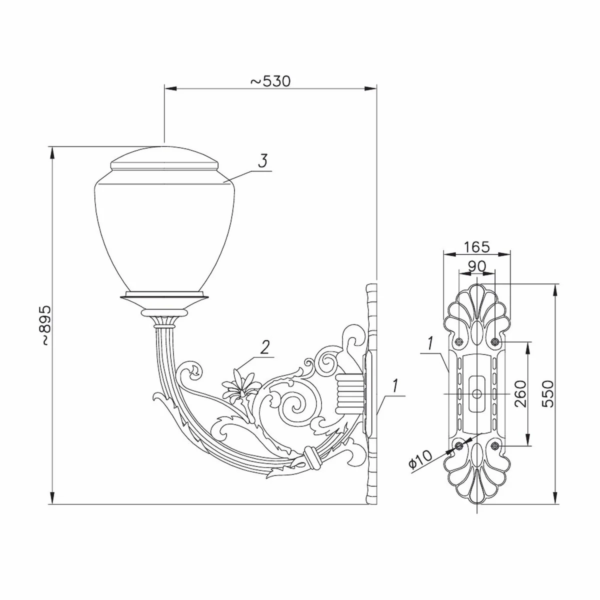 Casa Padrino l¨¢mpara de pared de exteriores barroco verde antiguo / blanco A. 89,5 cm - Iluminaci¨®n exterior