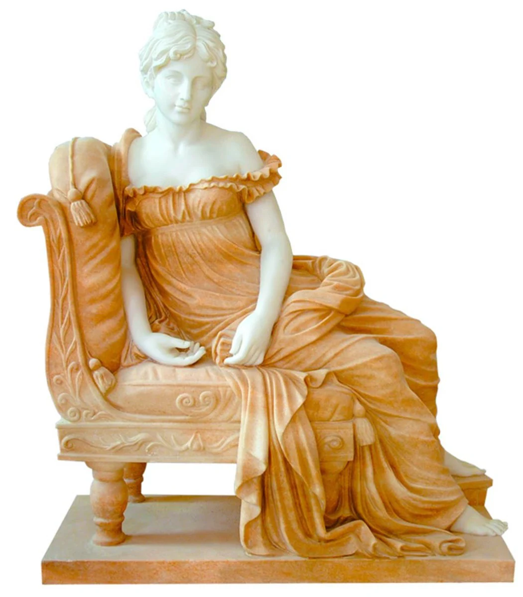 Casa Padrino Escultura de M¨¢rmol Barroco de Lujo Dama Blanco / Beige 110 x A. 125 cm