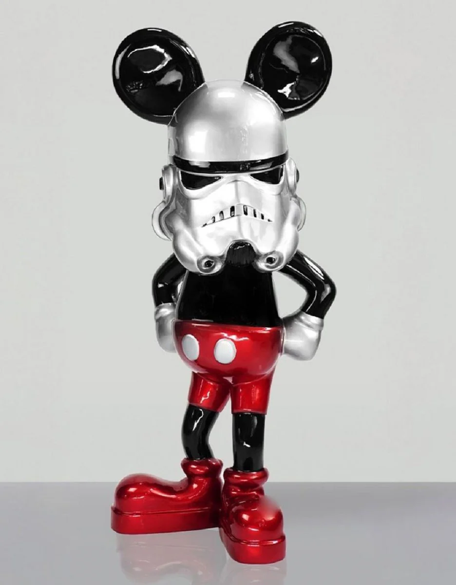 Casa Padrino escultura decorativa XXL negro / rojo / plata A. 120 cm - Decoraci¨®n de sal¨®n y jard¨ªn