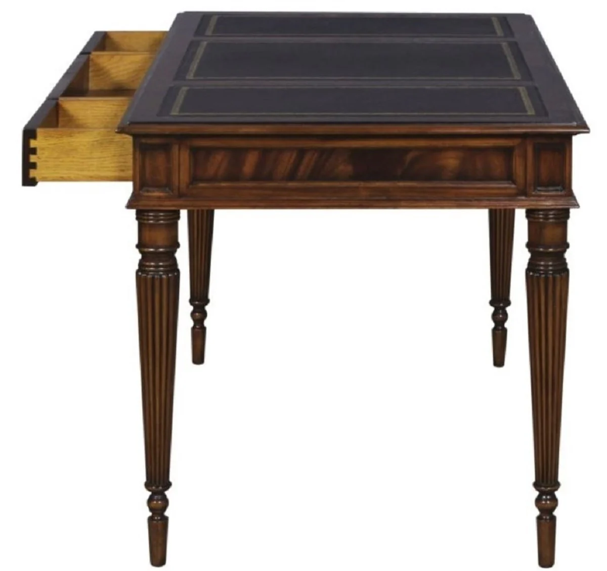 Casa Padrino Escritorio de Caoba Art Nouveau de Lujo con 3 Cajones Marr¨®n Oscuro / Negro / Oro 126 x 73 x H. 75 cm - Muebles de Oficina - Calidad de Lujo