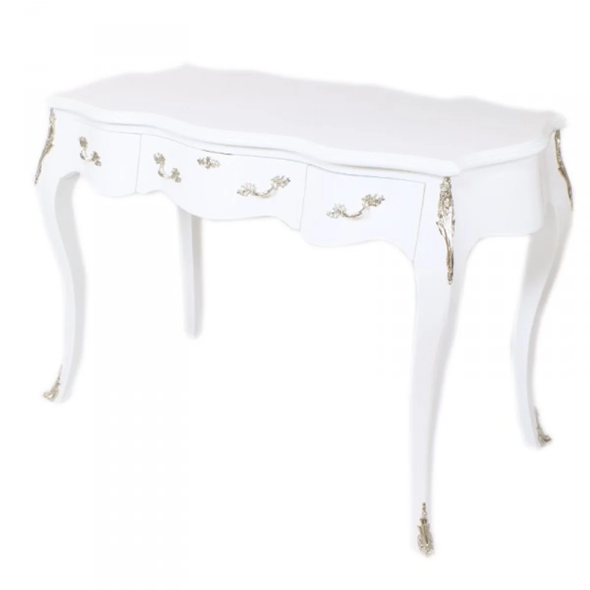 Casa Padrino Baroque Desk Secretary / Console White / Silver 120 x 60 x H80 cm - luxury furniture