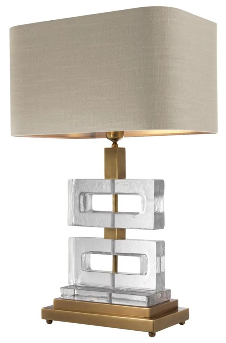 Casa Padrino lámpara de mesa de lujo vintage latón / caqui 45 x H. 70 cm - Colección de Lujo