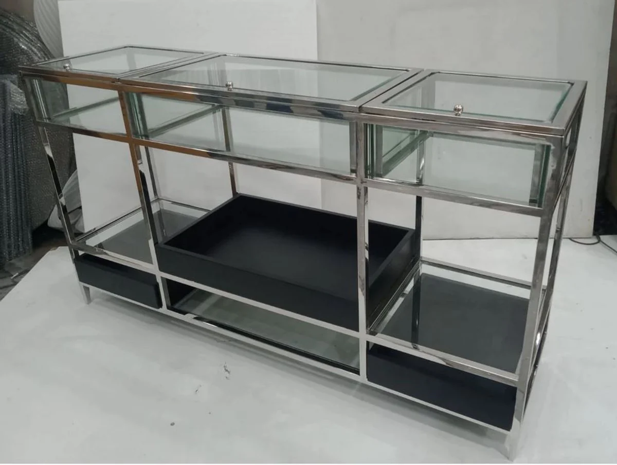 Casa Padrino vitrina de tienda de lujo con compartimentos de vidrio mostrador de vidrio 153 x 42 x H 88 cm vitrina de muebles de tienda mostrador de tienda