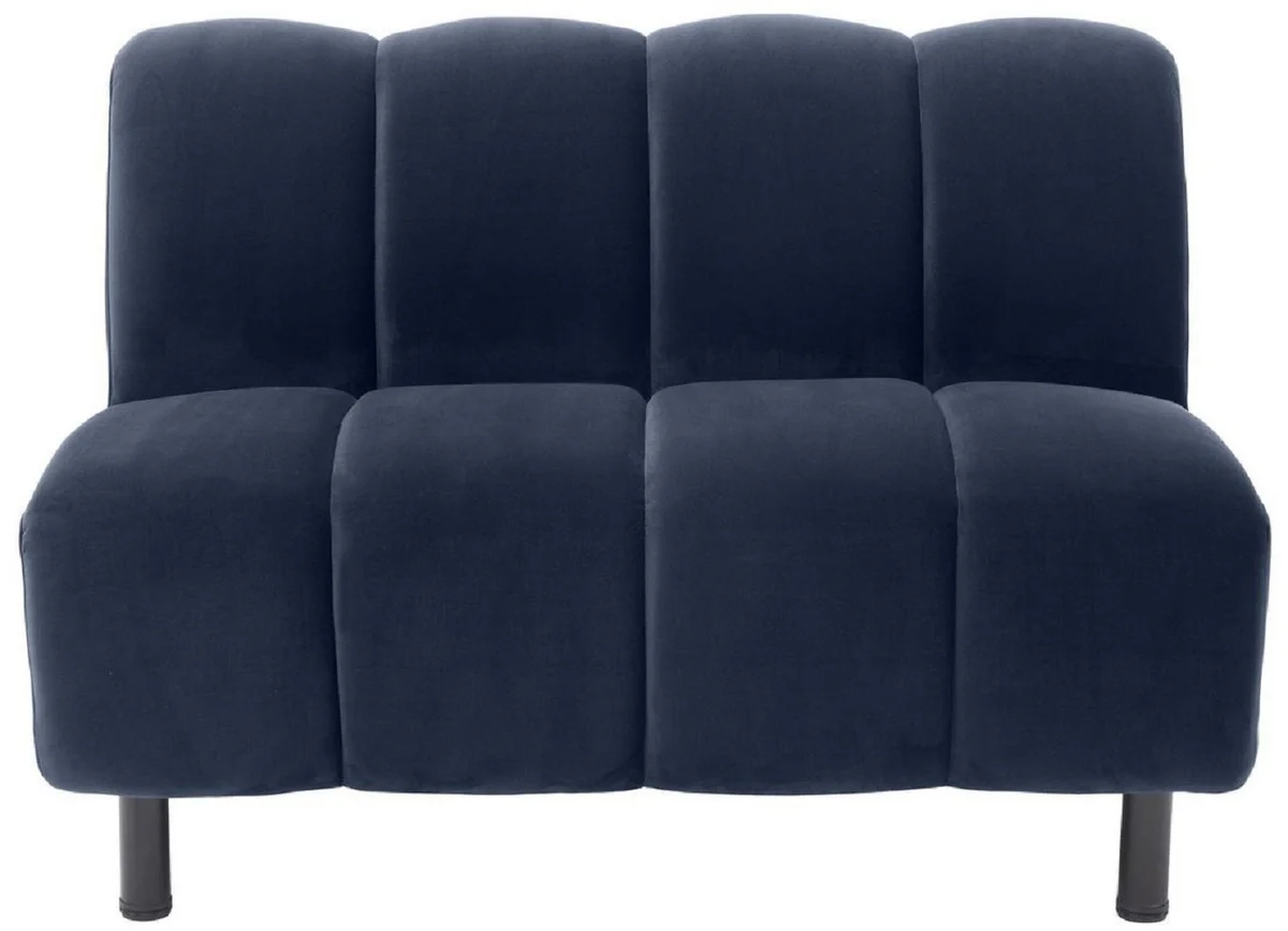 Casa Padrino sof¨¢ de lujo azul medianoche / negro 121 x 75 x A. 87 cm - Sof¨¢ de sal¨®n con terciopelo fino - Muebles de Lujo