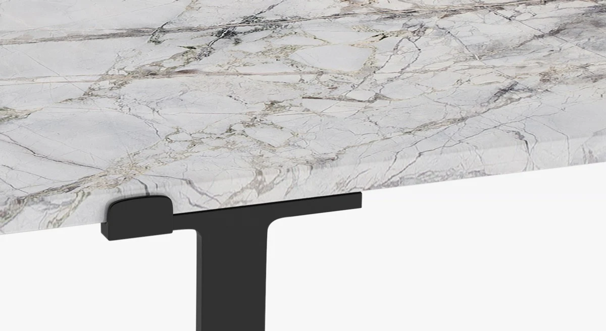 Casa Padrino mesa de centro de lujo negro / blanco 73 x 73 x A. 40 cm - Mesa de sal¨®n moderna cuadrada con encimera de m¨¢rmol - Muebles de sal¨®n de lujo