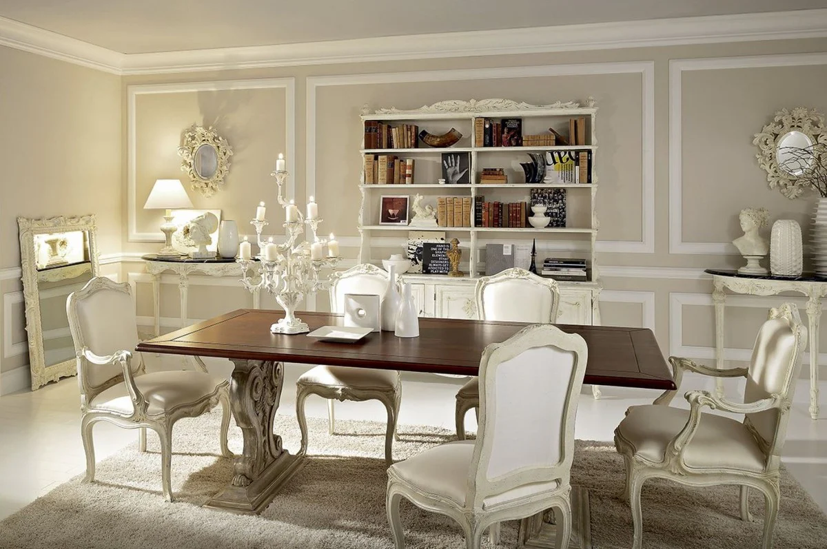 Casa Padrino portavela barroco de lujo blanco / gris Ø 53 x A. 75 cm - Magnífico portavela de estilo barroco - Accesorios decorativos de lujo en estilo barroco - Calidad de lujo - Hecho en Italia