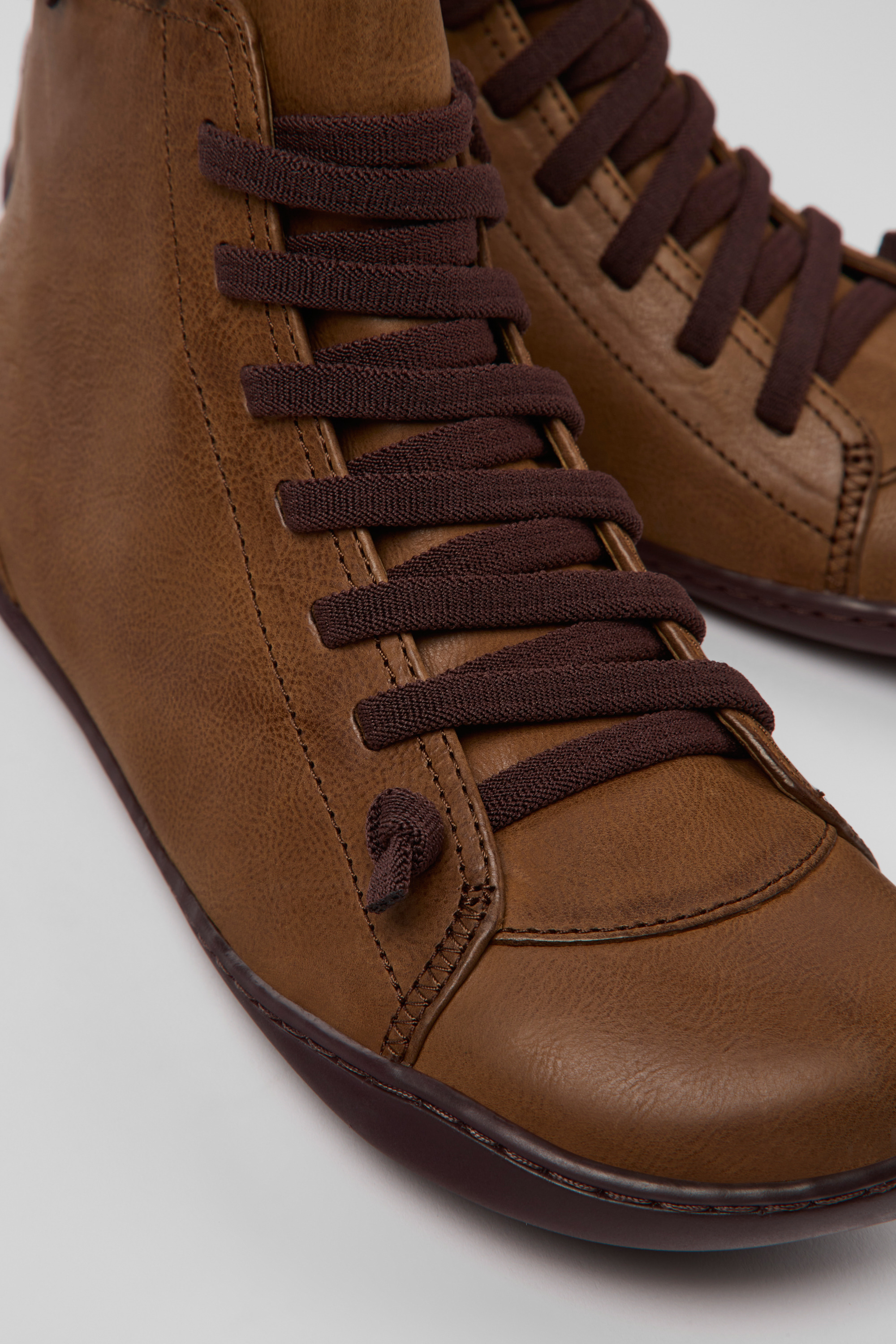 Peu - Brown leather ankle boots for women