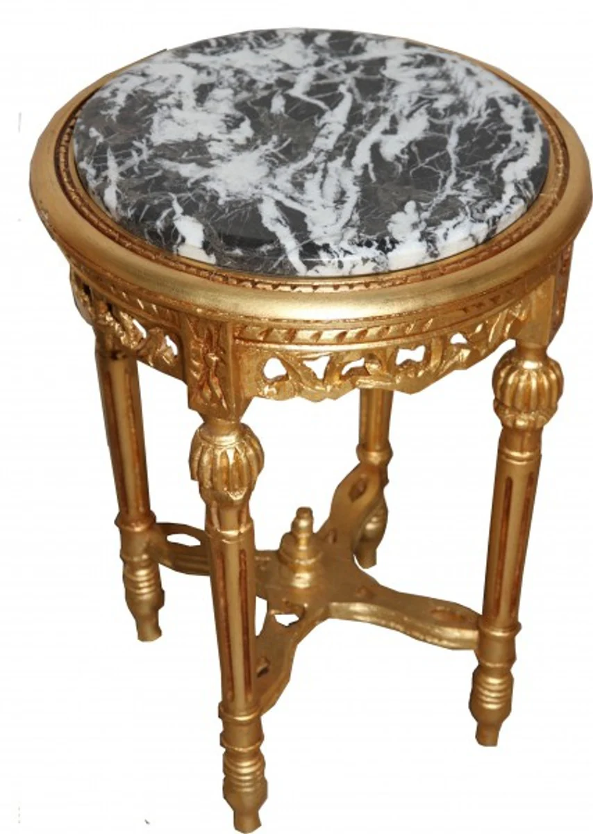 Baroque Side Table Gold Round ModY19 53 x 38 cm antique style
