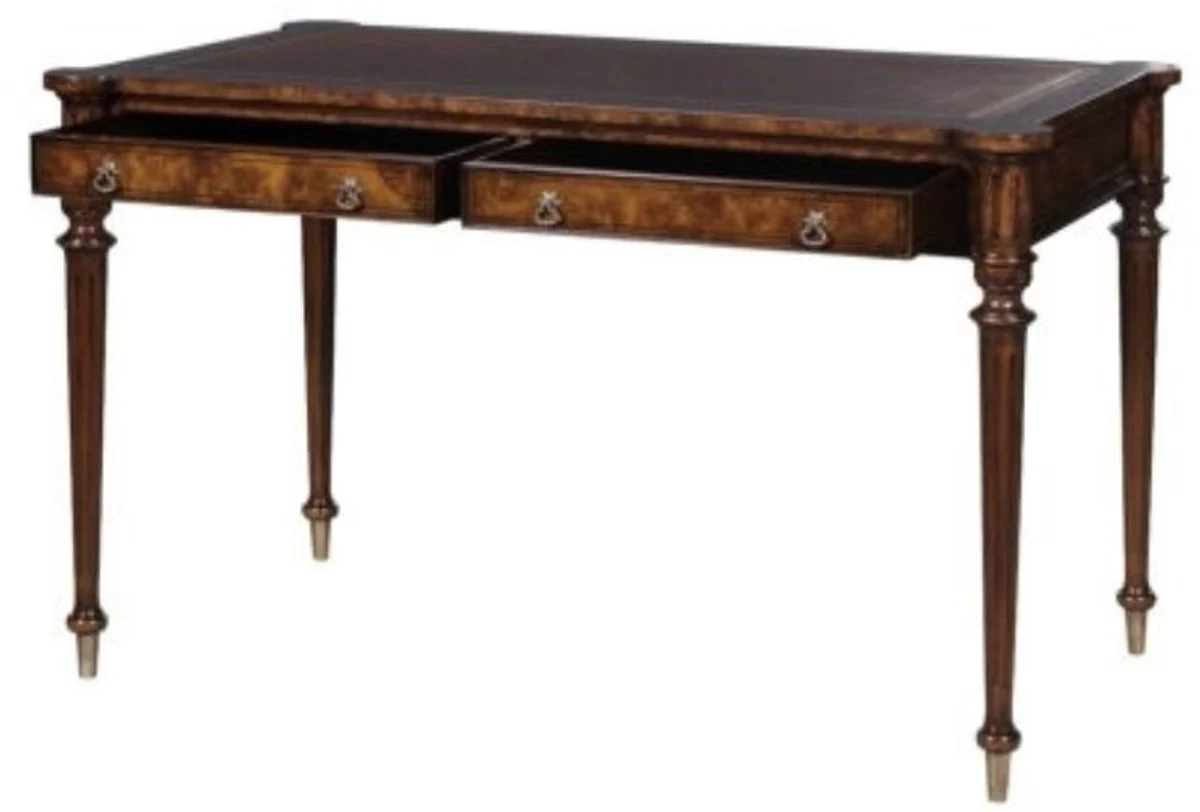 Casa Padrino escritorio Art Nouveau de lujo con 2 cajones marr¨®n / plata 126 x 74 x H. 76 cm - Calidad de Lujo