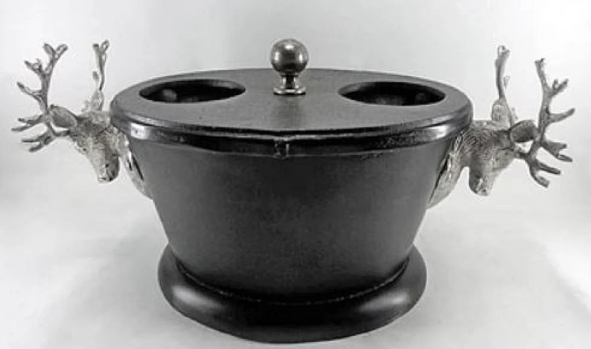 Casa Padrino enfriador de vino de lujo negro / plata 35 x 25 x H. 20 cm - Accesorios de Lujo