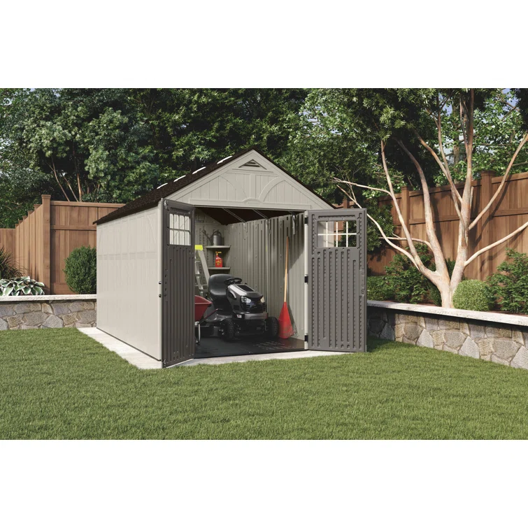 Suncast Outdoor Vanilla 8 ft. W x 10 ft. D Resin Storage Shed