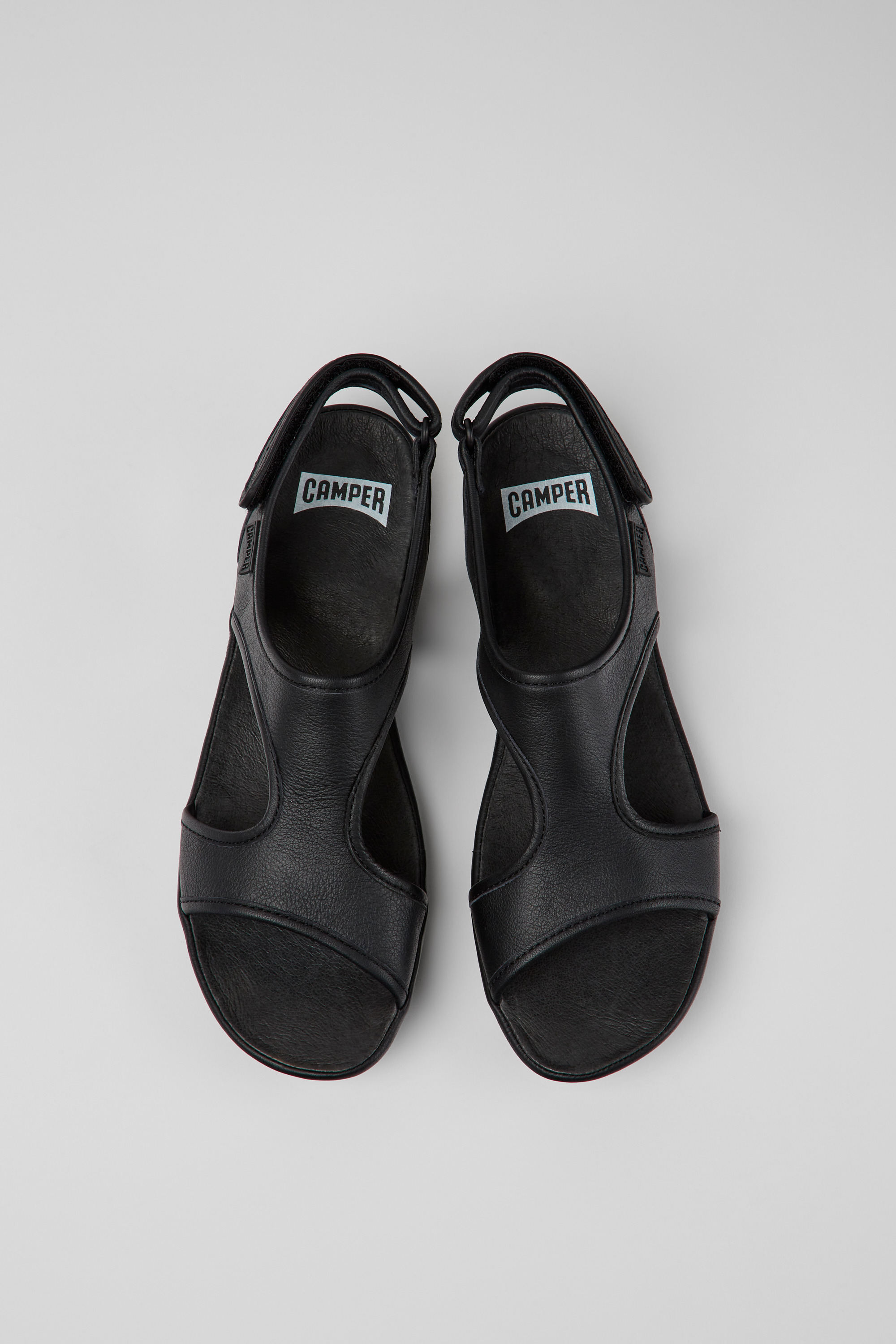 Right - Black leather sandals for women