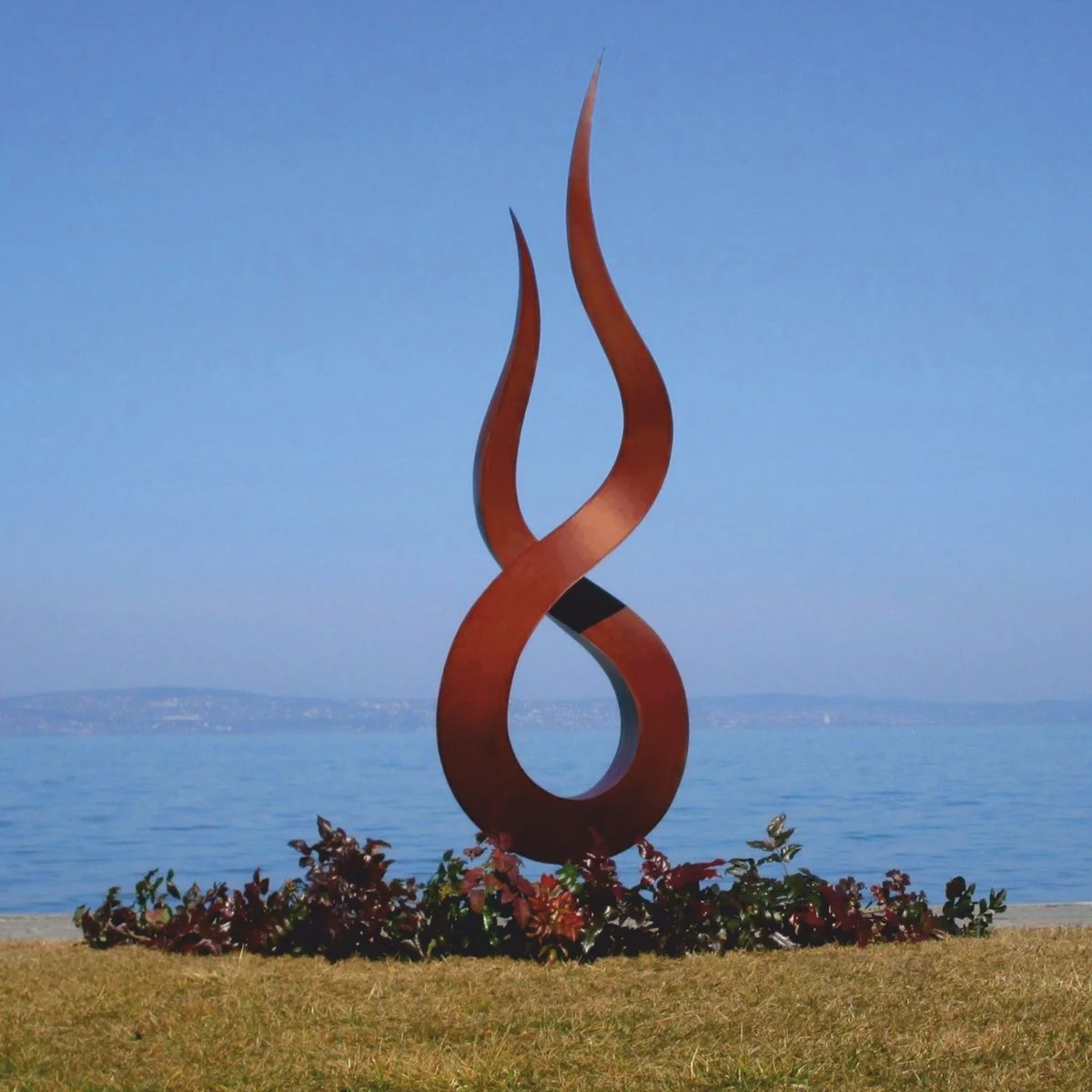 Casa Padrino escultura decorativa de jard¨ªn de acero de lujo llama ¨®xido A. 210 cm