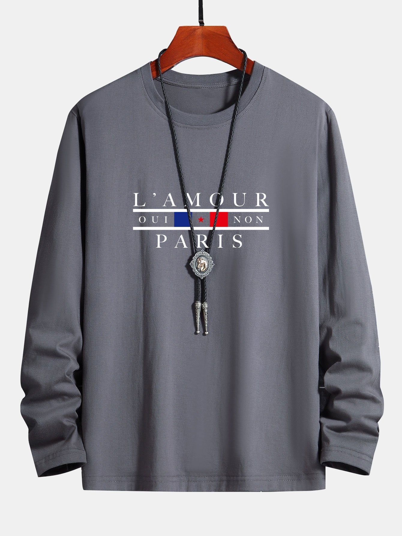 Long Sleeve Paris Slogan Print Cotton T-Shirt