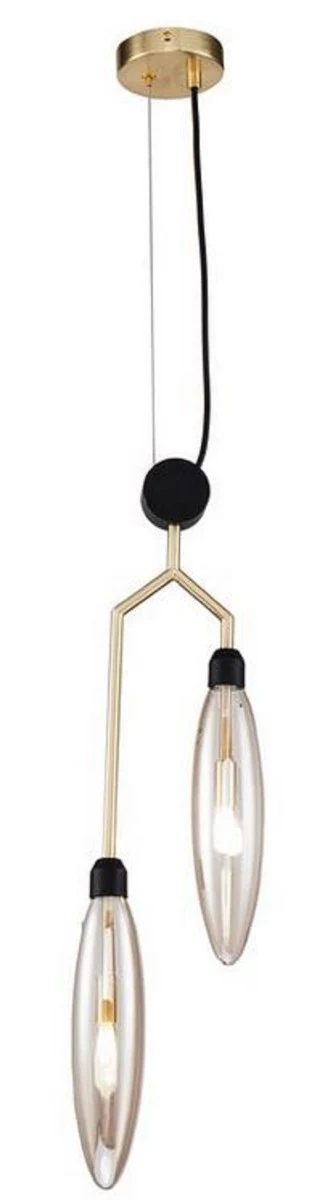 Casa Padrino lámpara colgante de lujo oro mate / negro 17,5 x 6,5 x H. 64 cm - Lámpara Colgante Moderno