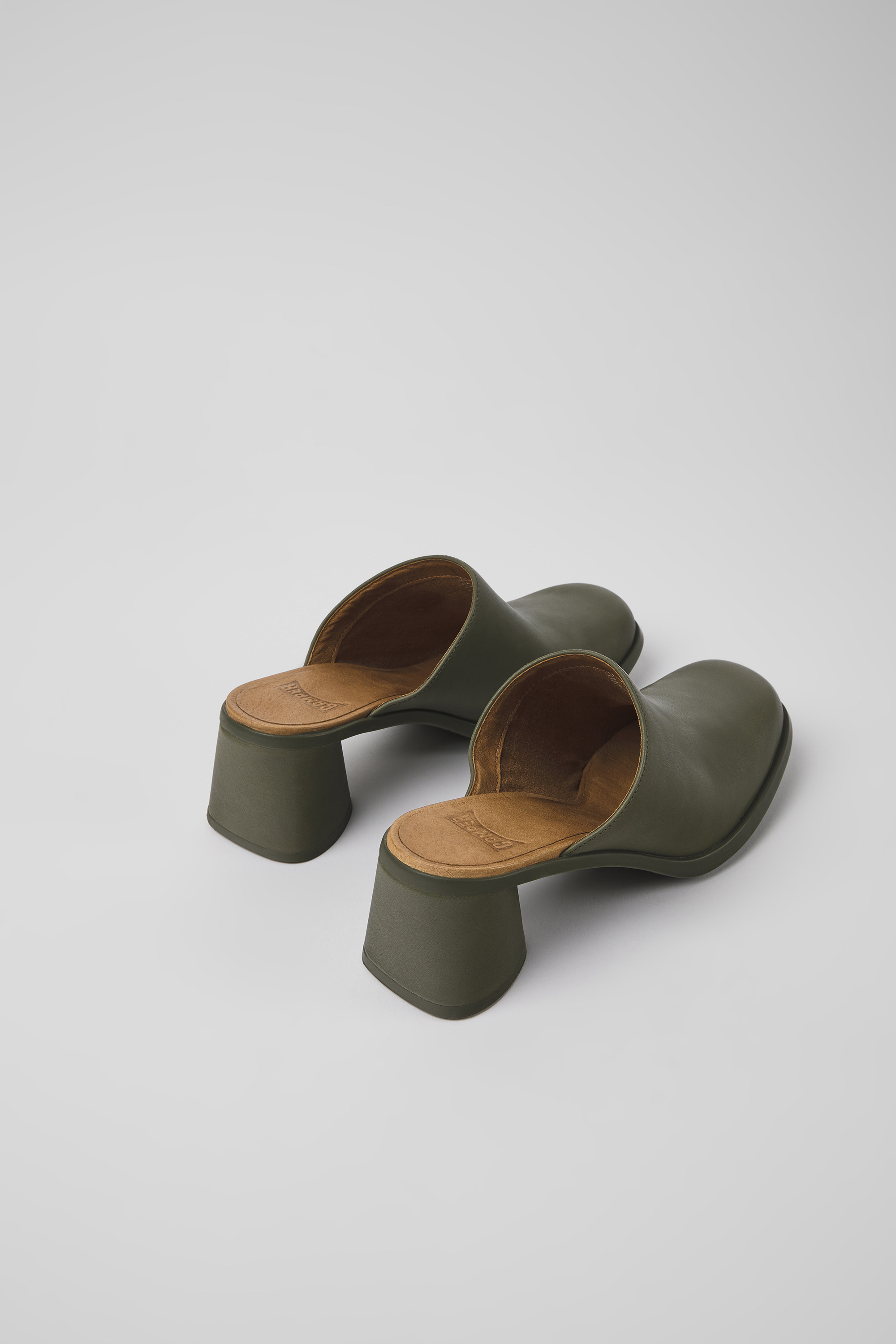 Kiara - Green leather mules for women