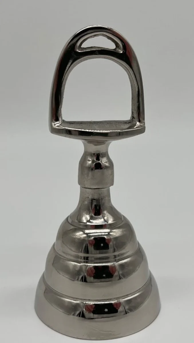 Casa Padrino campana de mano lat¨®n niquelado Horsebit ? 5,5 x A. 12,5 cm - Campana de mesa - Campana de servicio - Campana de gastronom¨ªa - Campana de hotel - Accesorios de decoraci¨®n de hotel y gastronom¨ªa