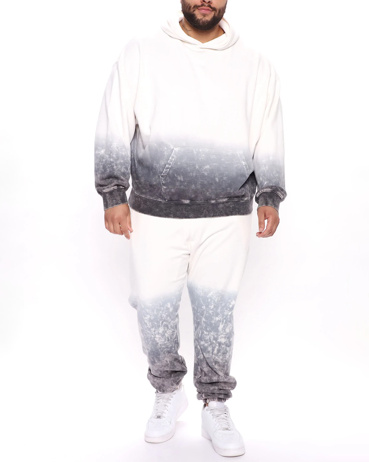 Men's Ombre Tie Dye Print Hoodie Set
