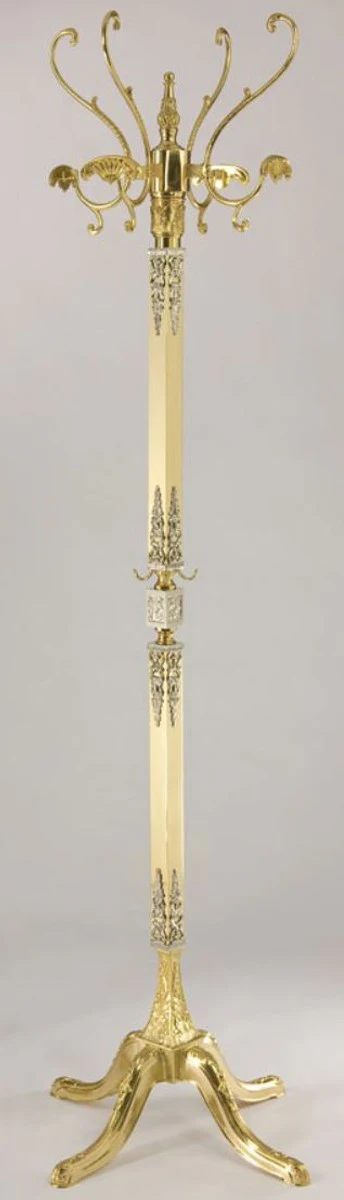 Casa Padrino perchero barroco de lujo oro / crema / plata 40 x 40 x A. 178 cm - Perchero de lat¨®n noble - Perchero de Hotel Barroco