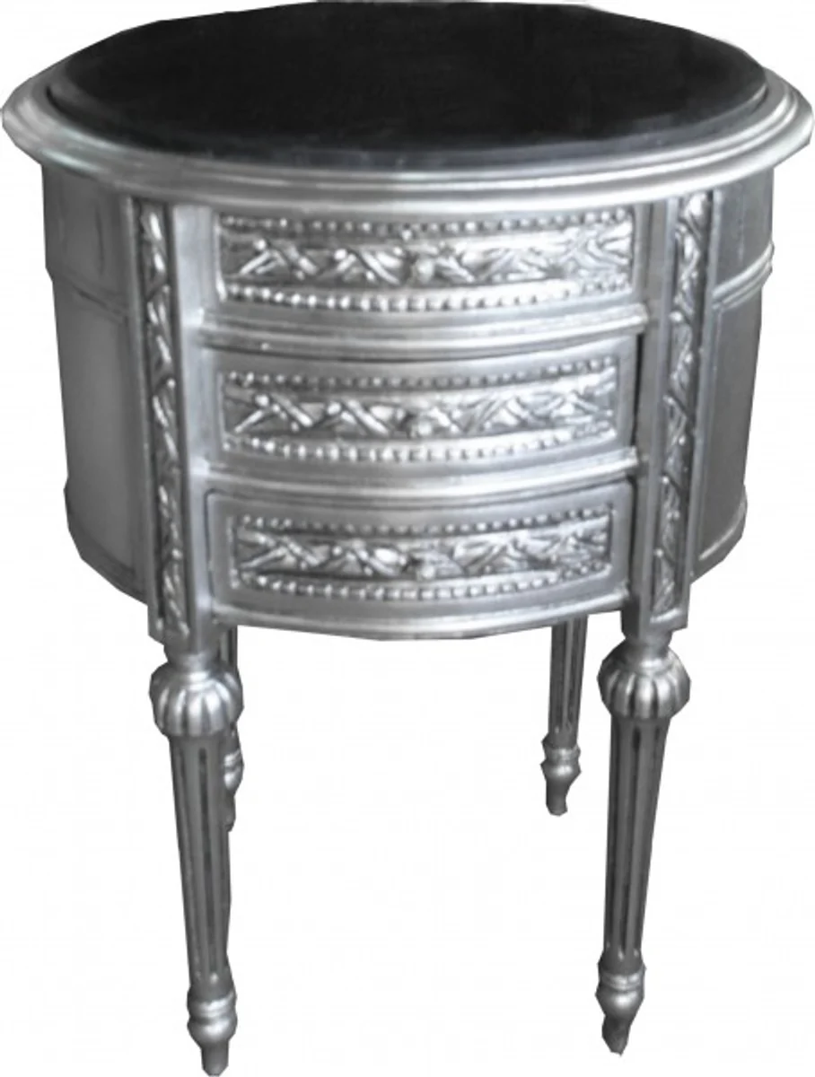 Casa Padrino Baroque Commode silver with marble top H 70 cm, W 52 cm - Bedside console