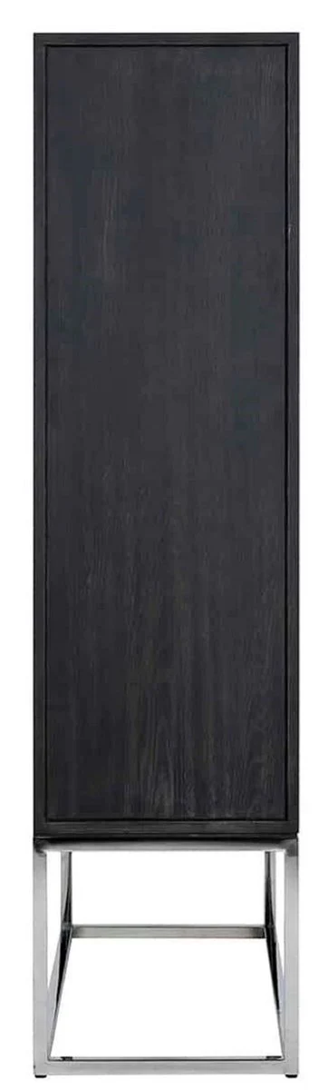 Casa Padrino armario bar de lujo negro / plata 108 x 45 x A. 175 cm - Armario de madera maciza con 2 puertas - Armario de sal¨®n - Armario de bar - Muebles de Hotel - Colecci¨®n de Lujo