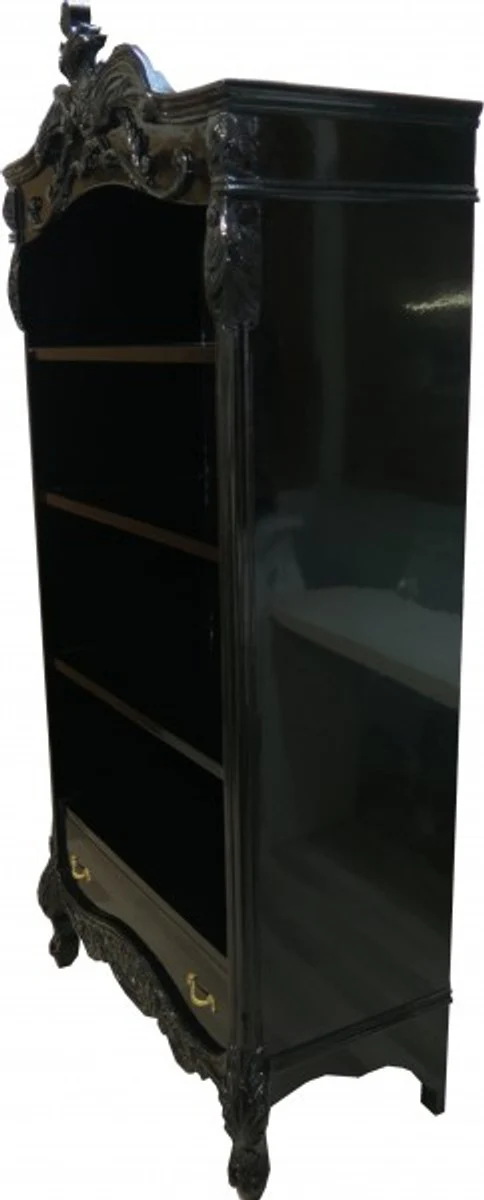 Casa Padrino Baroque bookcase Black / Gold glossy B 85 x H 190 cm bookcase shelving cabinet