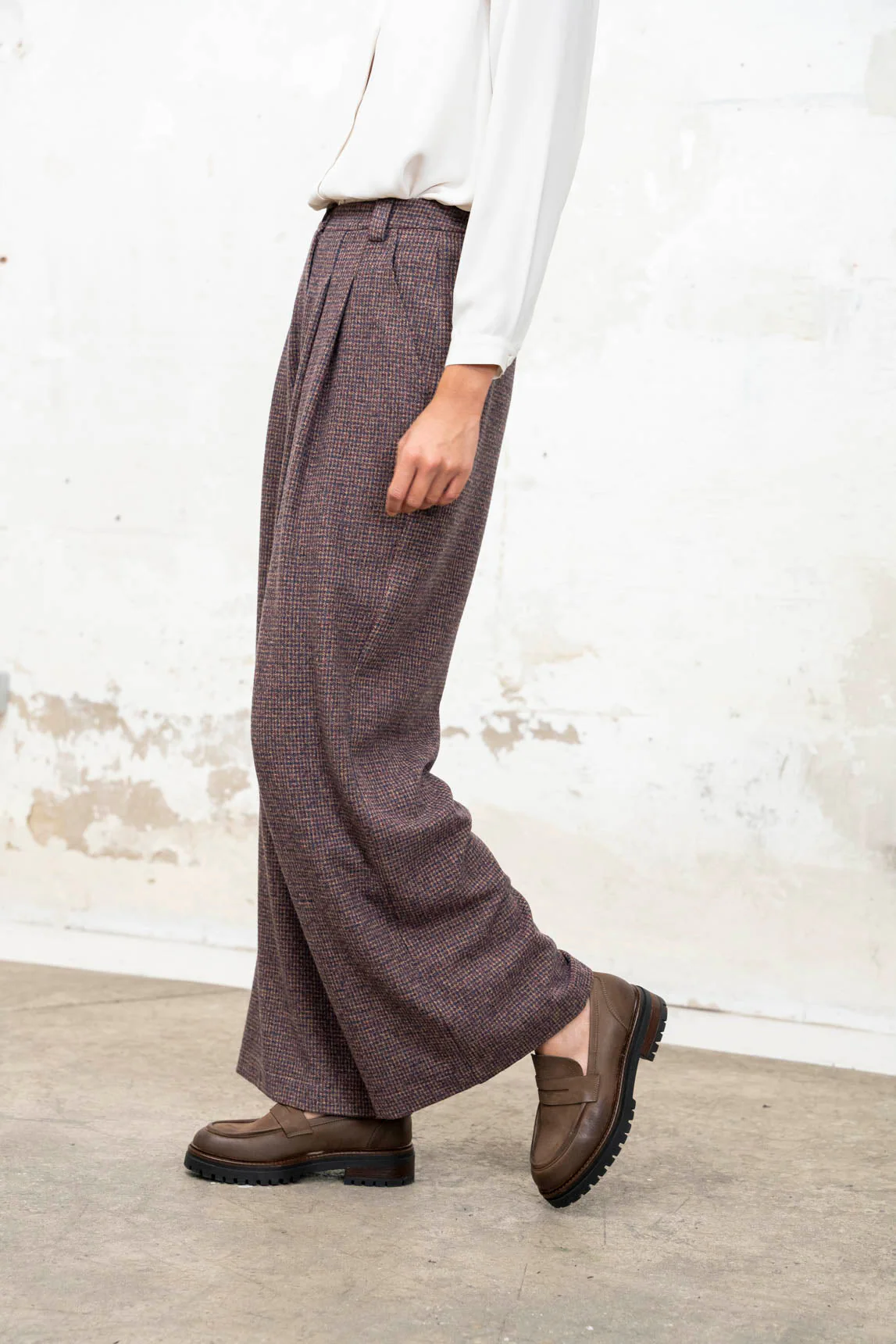 Rivera-spain Pantalón Aretha cuadros burdeos