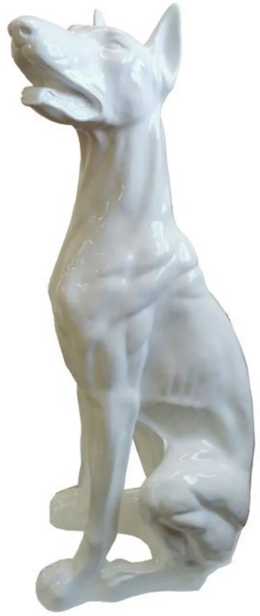 Casa Padrino escultura decorativa de lujo perro doberman blanco A. 80 cm - Figura decorativa grande - Escultura decorativa XXL - Figura animal XXL - Esculturas y figuras decorativas XXL de lujo