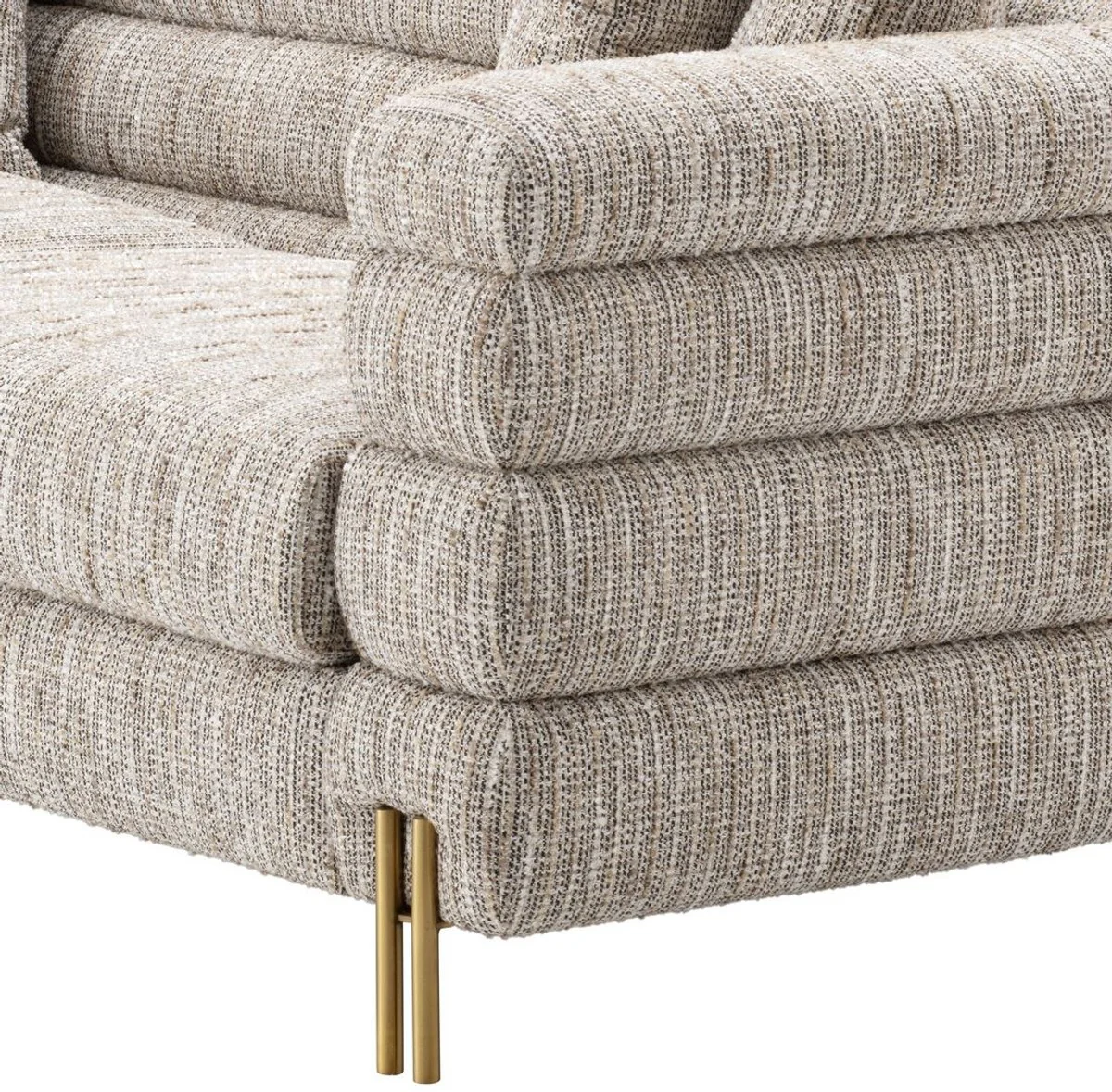 Casa Padrino sof¨¢ de lujo con cojines beige / lat¨®n 230 x 97 x A. 69 cm - Sof¨¢ de Sal¨®n - Sof¨¢ de Hotel - Muebles de Lujo