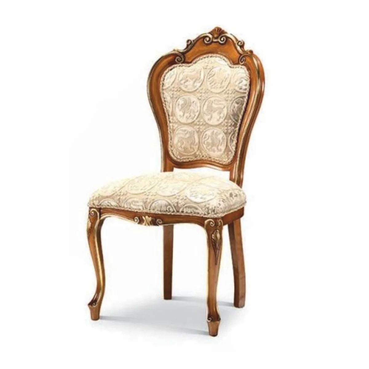 Casa Padrino Silla de Comedor Barroco de Lujo Beige / Marr¨®n / Oro - Muebles Barrocos - Hecho en Italia