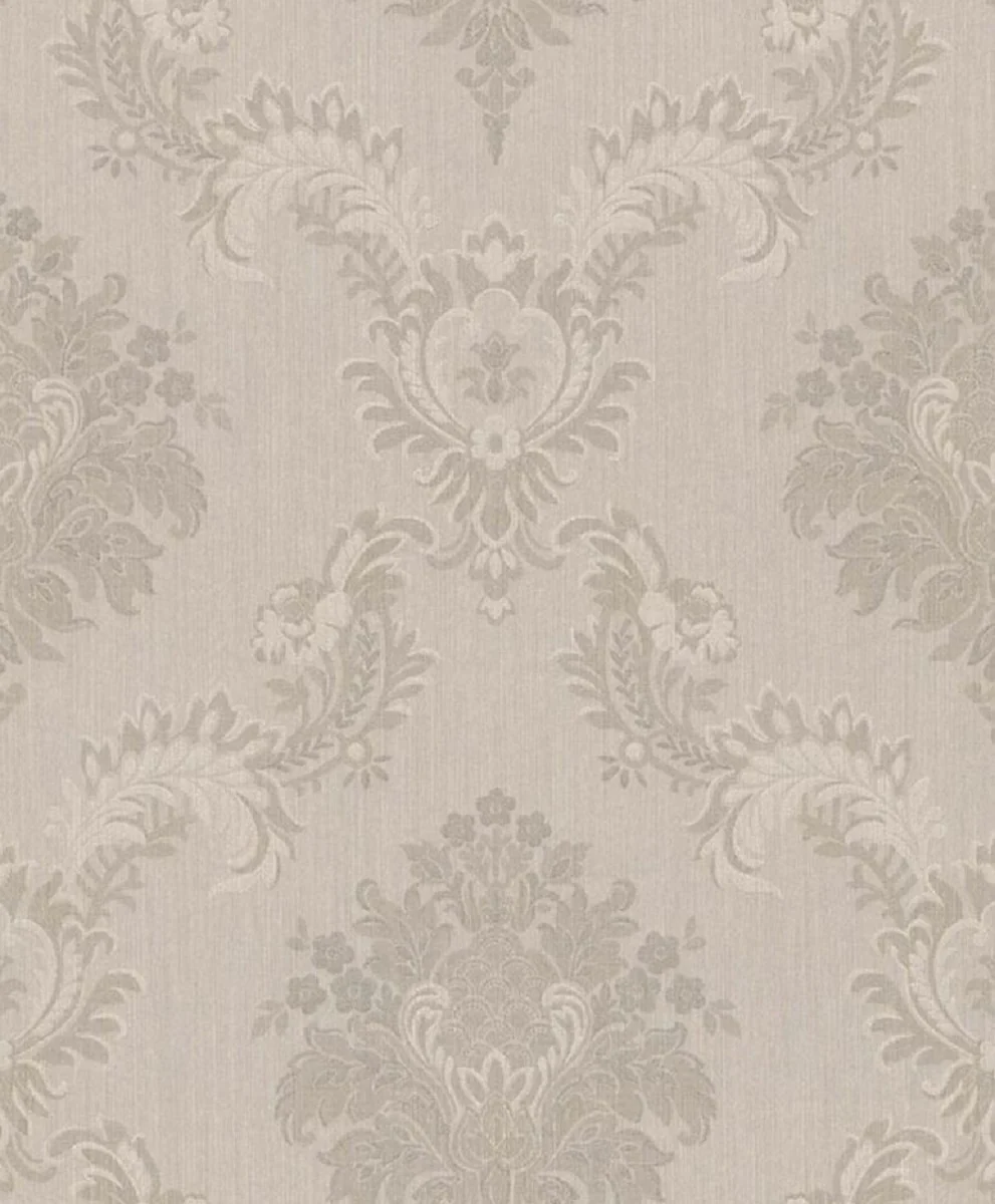 Casa Padrino papel tapiz textil barroco crema / gris 10,05 x 0,53 m - Papel Tapiz de la Sala de Estar de Alta Calidad en Estilo Barroco