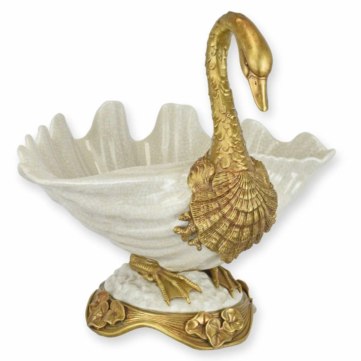 Casa Padrino cuenco de porcelana Art Nouveau cisne blanco / oro 27,1 x 23,5 x A. 25,3 cm