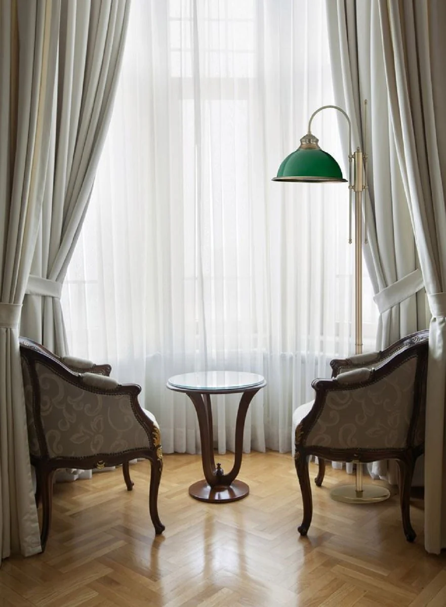 Casa Padrino lámpara de pie barroco de lujo latón con pátina / verde 40 x A. 183 cm - Lámpara de pie de latón de estilo barroco con pantalla de vidrio - Lámparas de pie barrocos