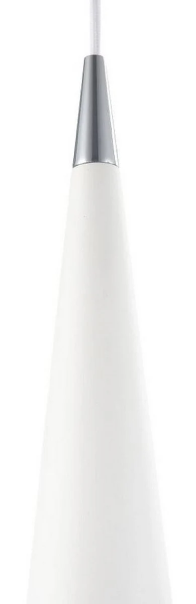 Casa Padrino lámpara colgante de lujo blanco / plata Ø 10 x H. 158 cm - Lámpara Colgante Redonda de Metal