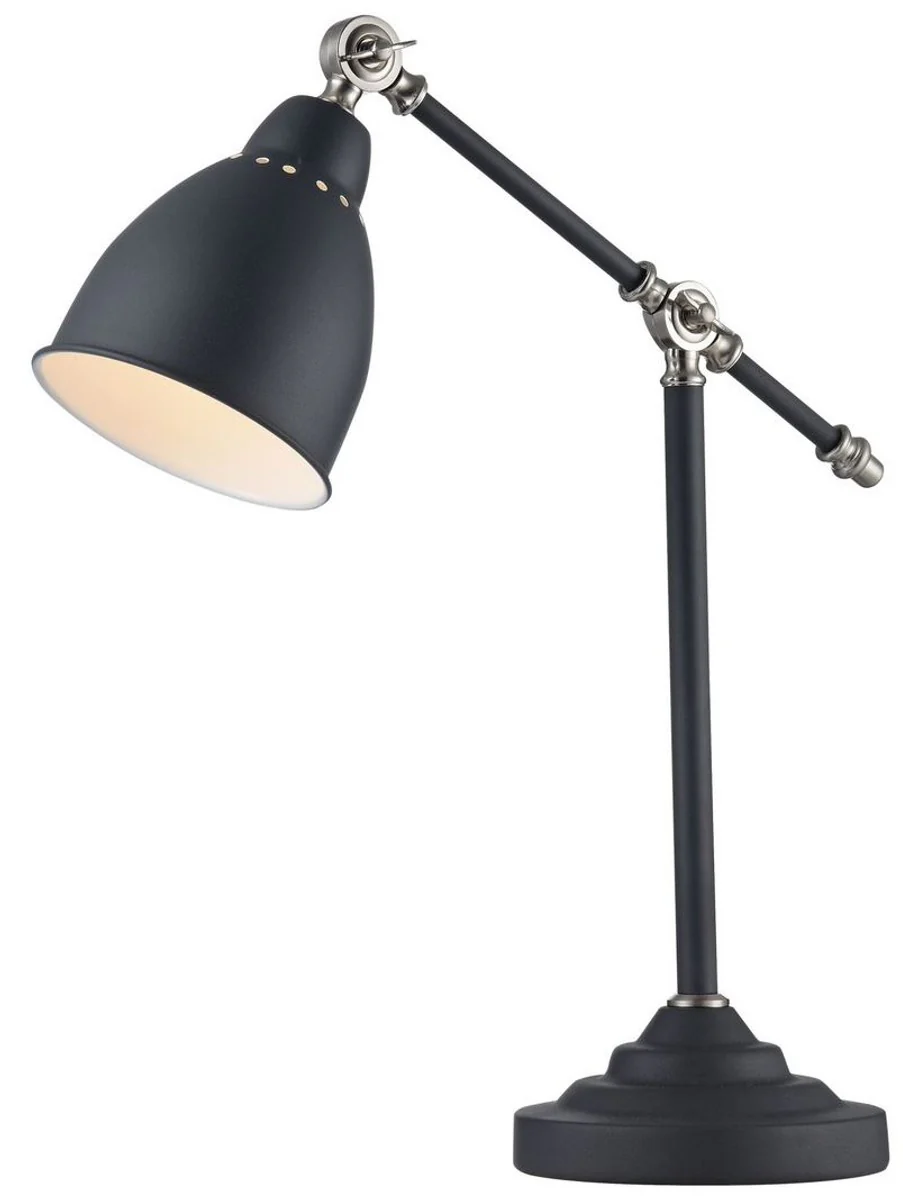 Casa Padrino Desk Lamp Black / Silver 17.5 x 47 x H. 52 cm - Table Lamp with Swivel Bracket