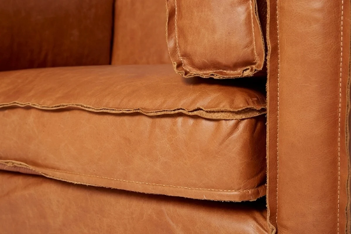 Casa Padrino luxury leather armchair brown 106 x 99 x H. 73 cm - Genuine Leather Furniture