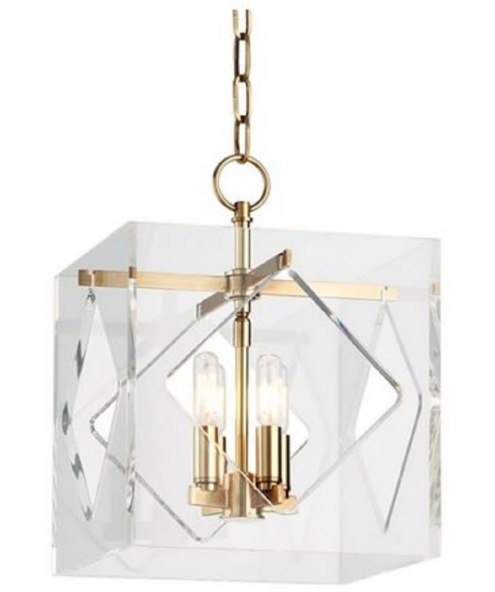Casa Padrino lámpara colgante de lujo latón antiguo 30,5 x 30,5 x H. 40,7 cm - Lámpara Colgante en Forma de Cubo