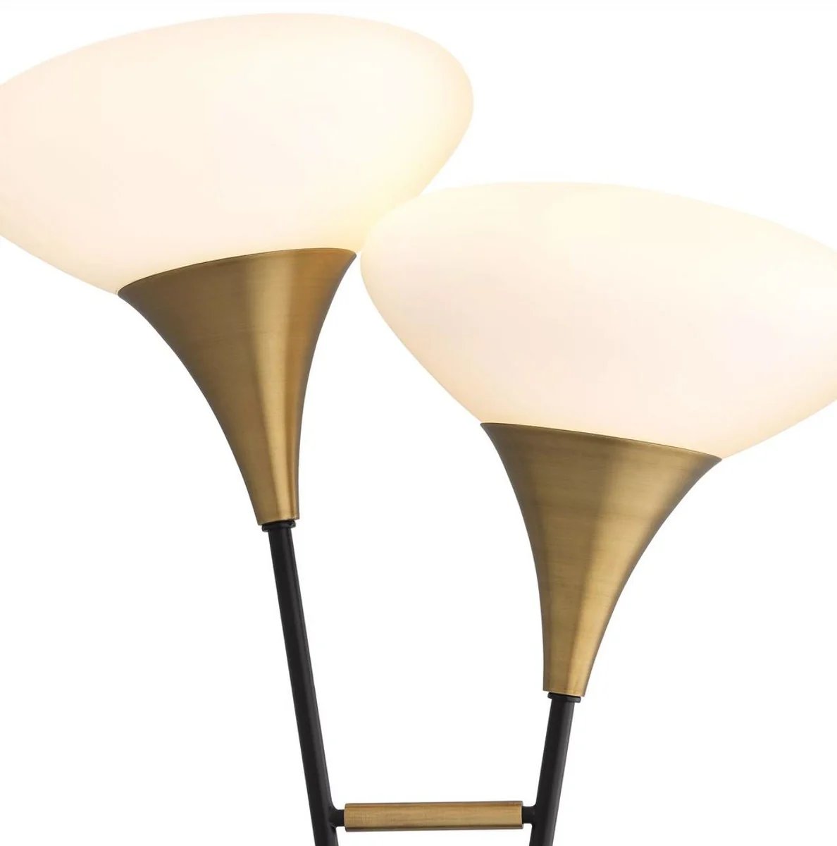 Casa Padrino lámpara de mesa doble de lujo latón antiguo / negro / blanco 50 x 28 x A. 87 cm - Lámpara de escritorio con base de mármol - Colección de Lujo