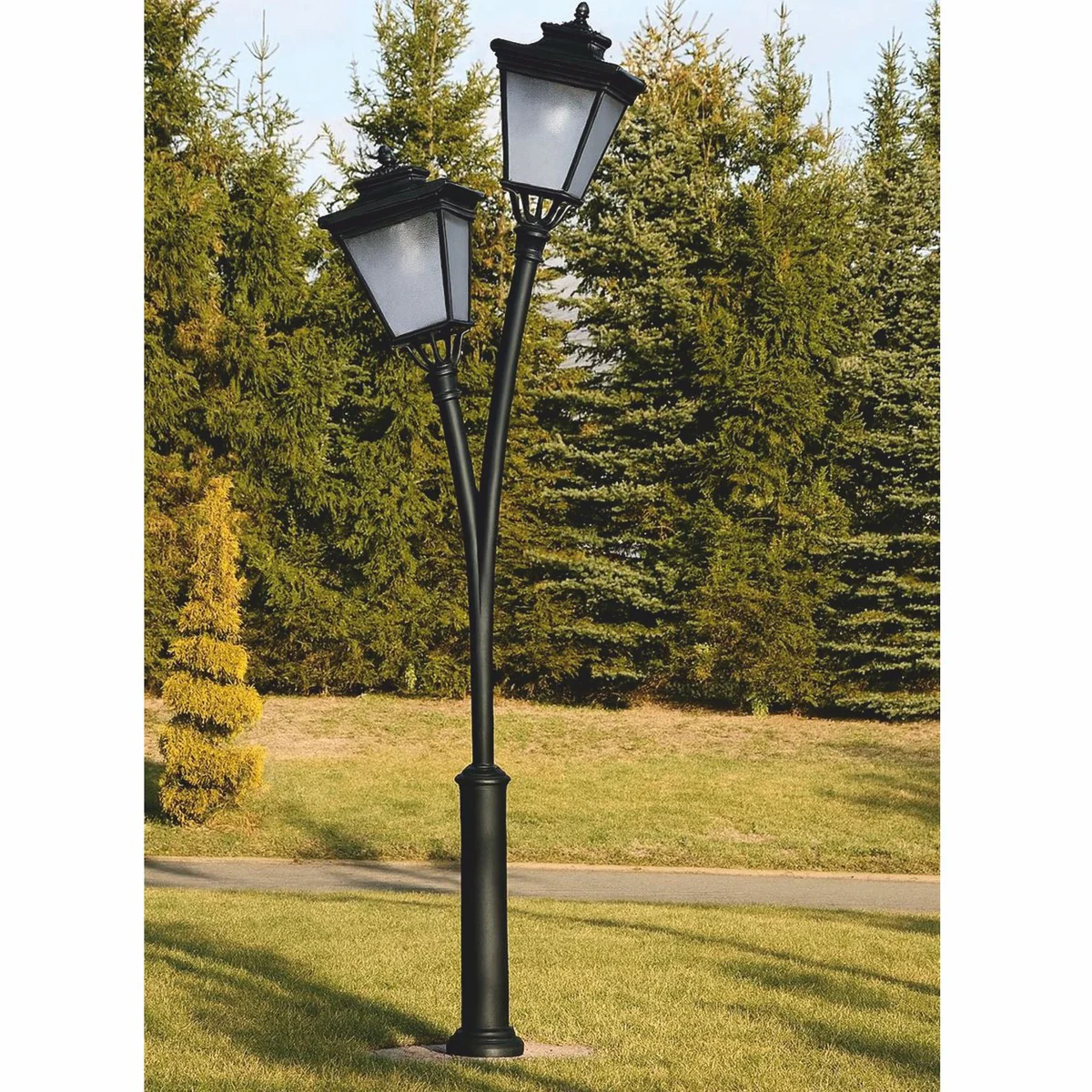 Casa Padrino linterna de jard¨ªn doble Art Nouveau negro Al. 353,5 cm - Iluminaci¨®n exterior