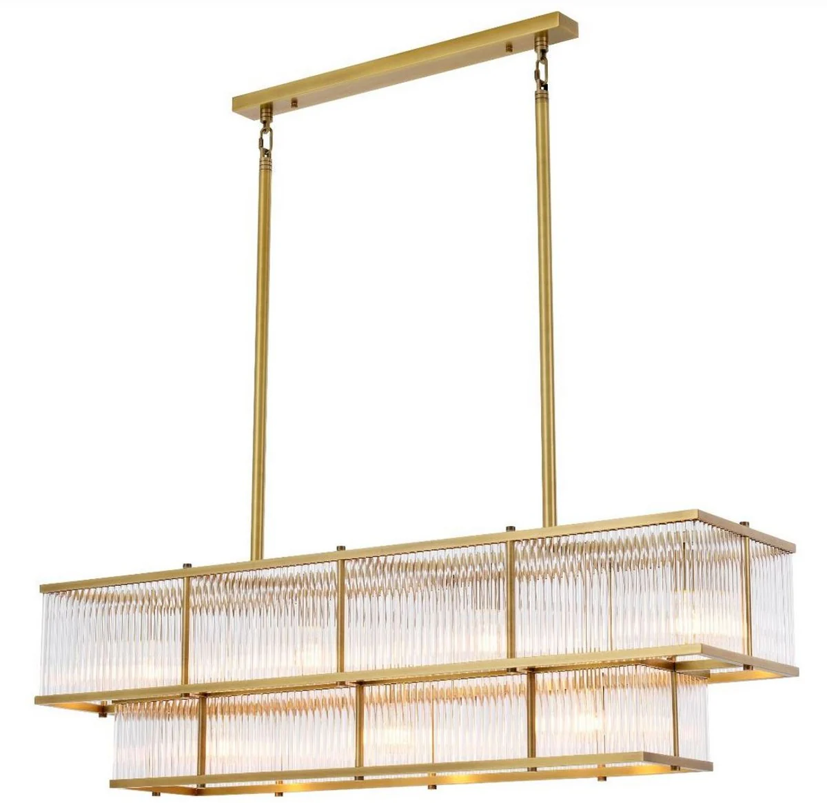 Casa Padrino araña de luces de lujo latón antiguo 120 x 32,5 x H. 34 cm - Araña de Luces Rectangular - Calidad de Lujo