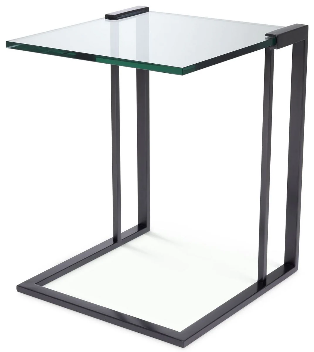 Casa Padrino mesa auxiliar de lujo bronce 45 x 45,5 x A. 56,5 cm - Mesa de acero inoxidable con tapa de vidrio - Muebles de sal¨®n de lujo